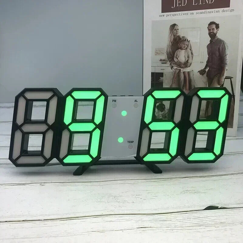3D Digitale Wanduhr Dekoration Glow Leucht Elektronische Uhr Wohnzimmer LED Uhr