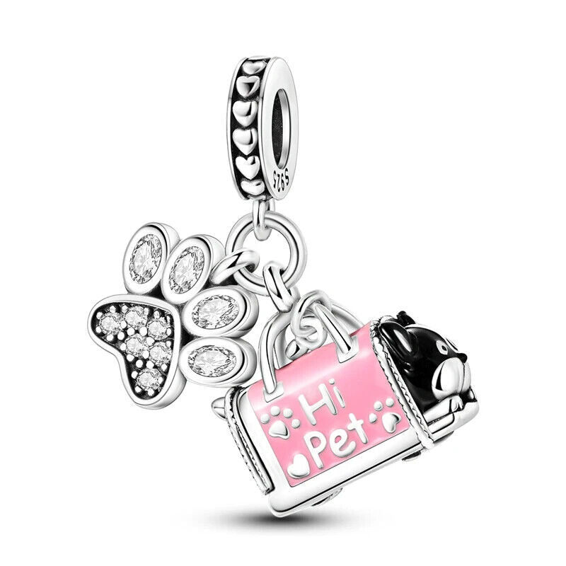 HABO TiereSerie Charms Silber – Hund, Katze Perlen für Pandora Armband Anhänger