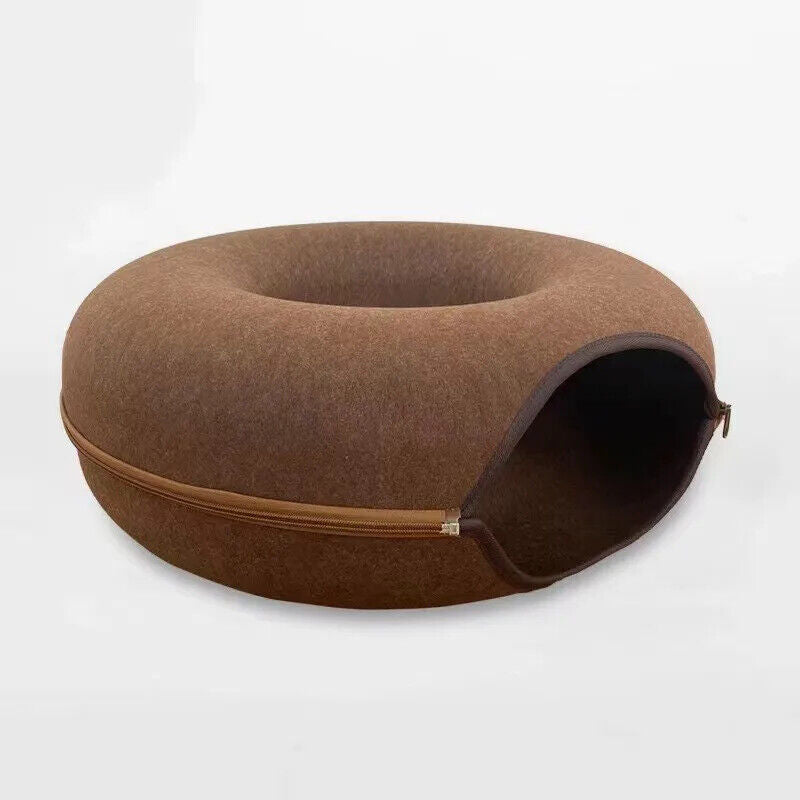 HABO Donut Katzenbett mit Interaktivem Tunnel – Haustier Spielzeug