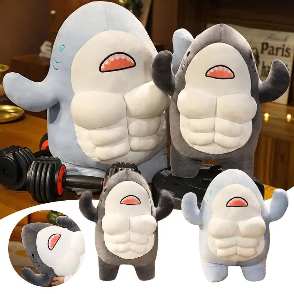 45 Cm Muskelhai Plüschtier Wal Fisch Kuscheltier Geschenk Muskeln Bodybuilder