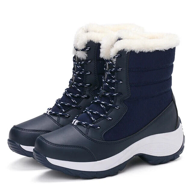HABO Damen Winterschuhe Stiefel Warm Rutschfest Wasserdicht Kunstpelz Schwarz