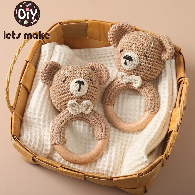 HABO Baby Häkel Tier Rassel Mit Ring Bär Teddy Hase Hund Spielzeug Kleinkind