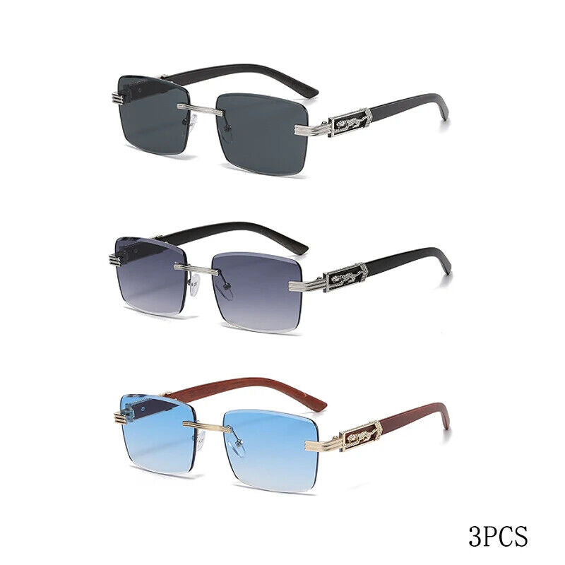 HABO Dekorative Sonnenbrille – Bunte Retro Quadratische Rahmenlose Leopardenkopf
