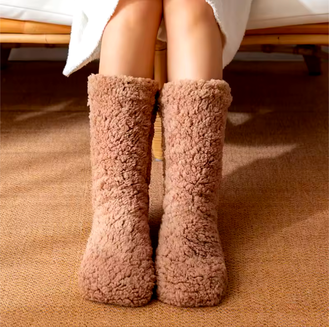 Woll Socken Überzieher Füße Winter Wärmehalter Hausschuhe Fleece kuschelig
