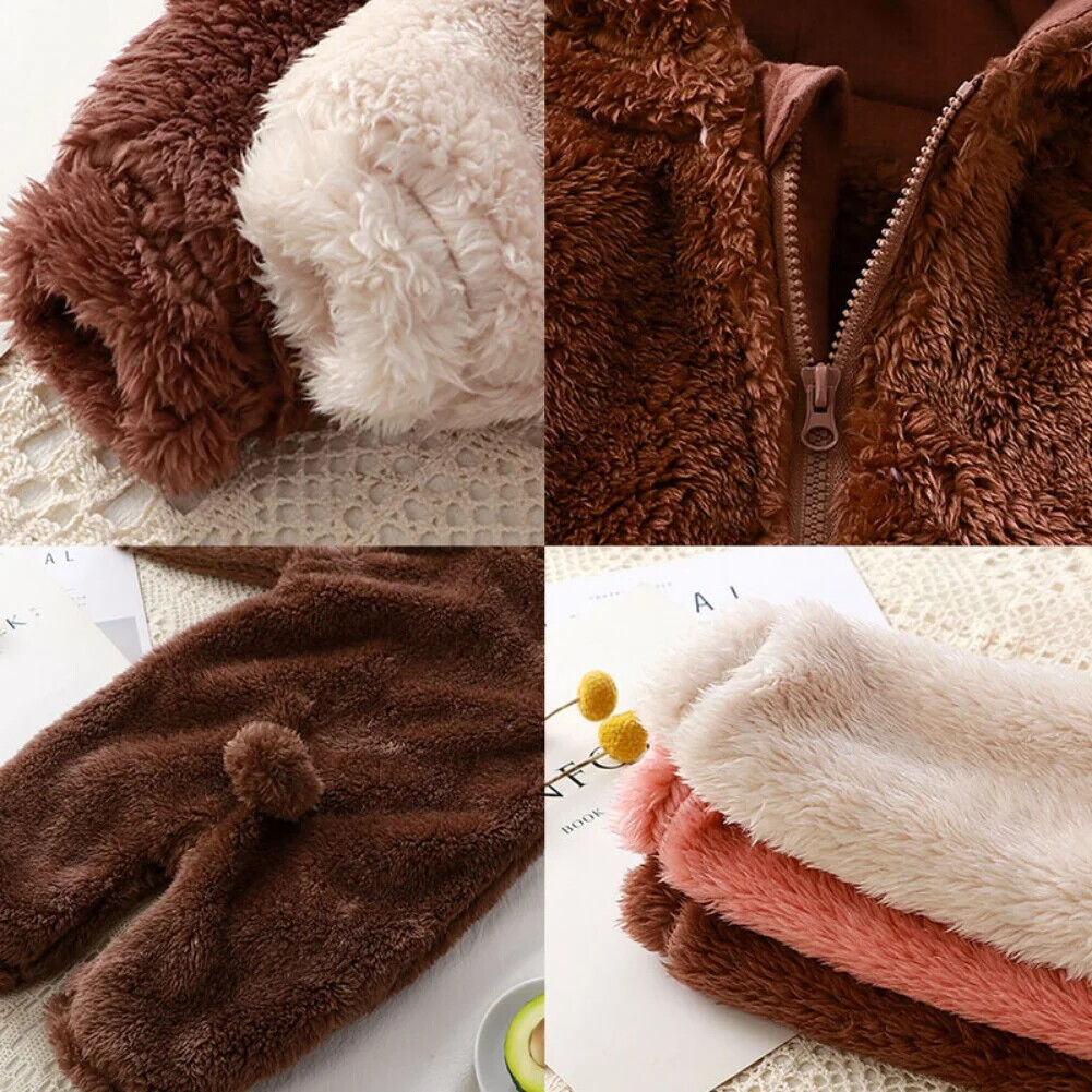 Baby Ganzkörperanzug Winter niedlicher Bären Schlafanzug Kleinkind Strampler