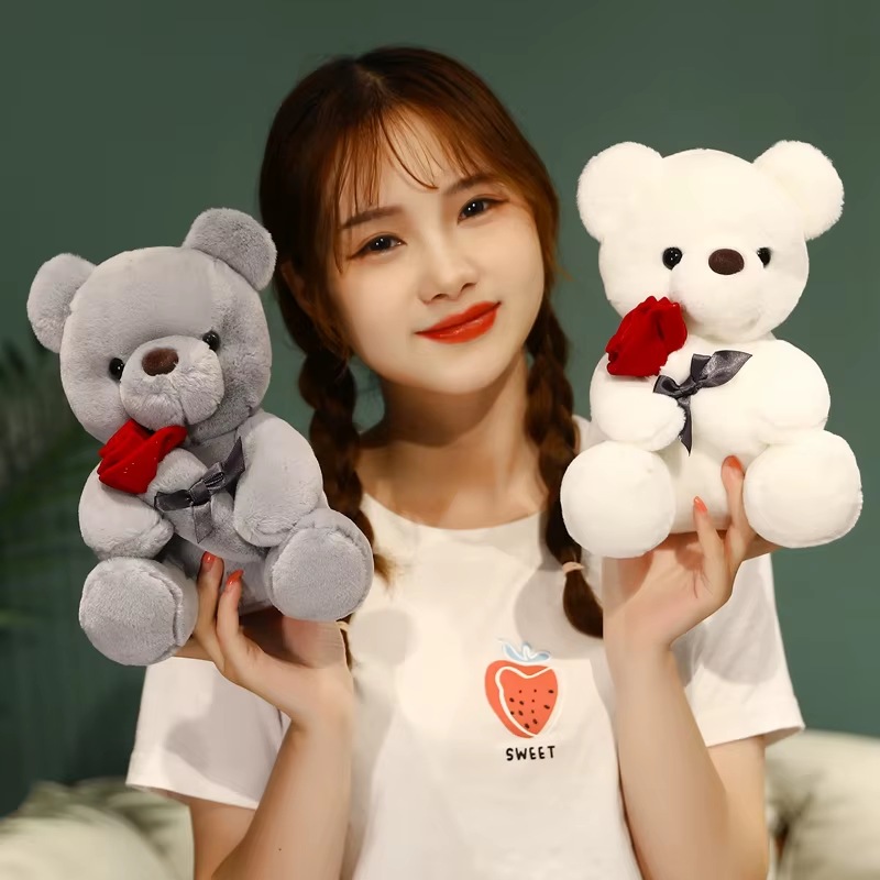 HABO Teddy Mit Rose Teddybär Plüschtier Bär Valentin Geschenk Freundin Romantisc