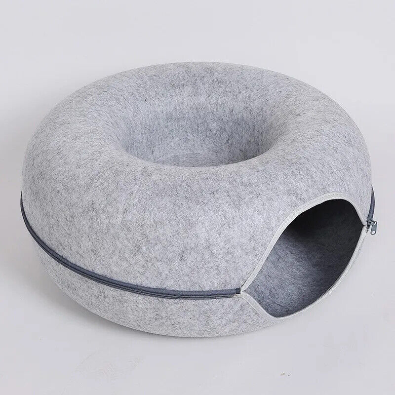 HABO Donut Katzenbett mit Interaktivem Tunnel – Haustier Spielzeug