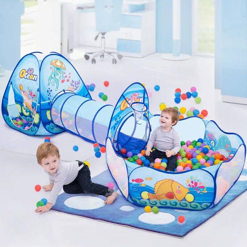 HABO Baby Ball Becken Spiele Zelt Laufstall Kinder Spieltunnel Bällebad Rosa Bla