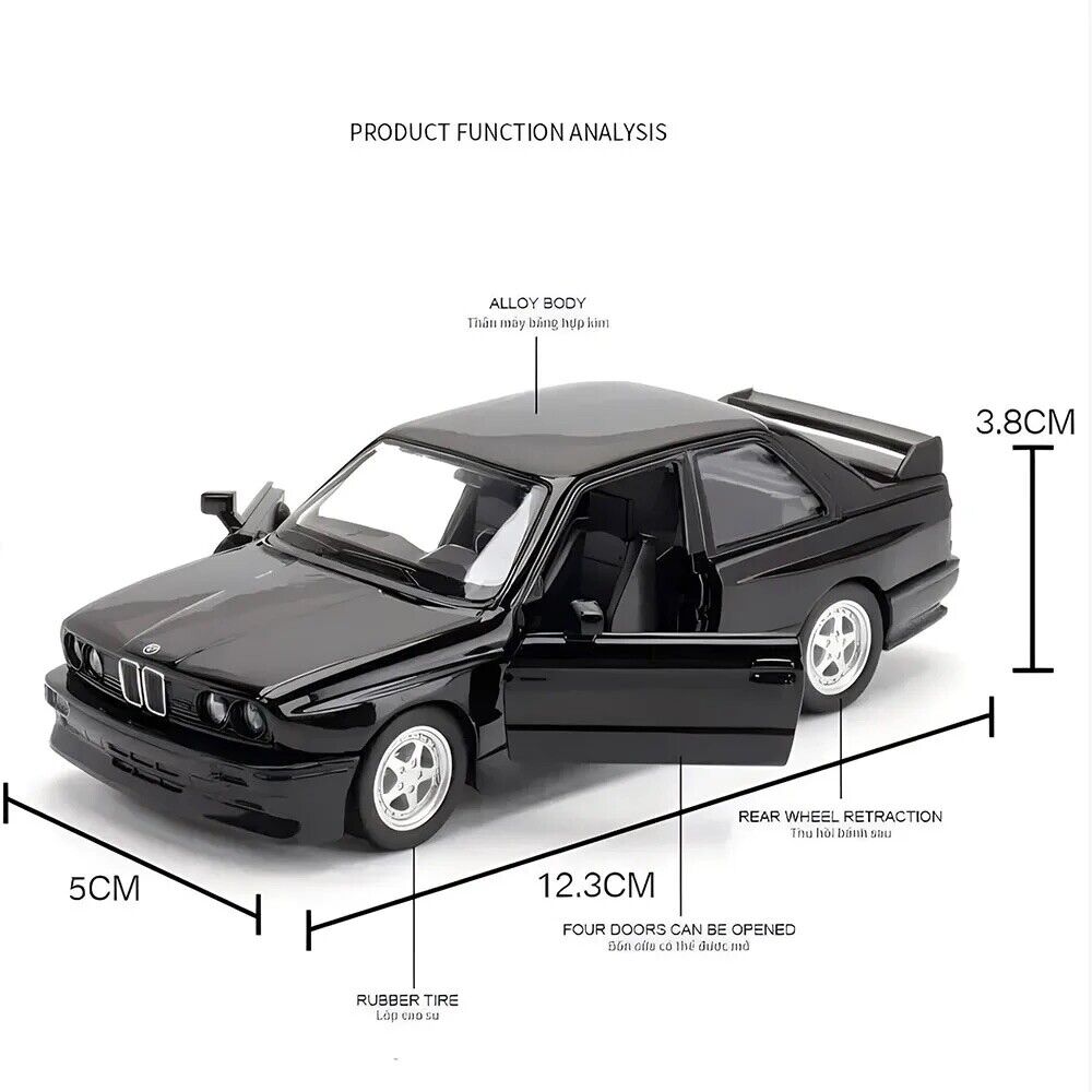 BMW M3 1987 1:36 Modell Spielzeug Sammler Metall Auto Kinder Weiß Schwarz