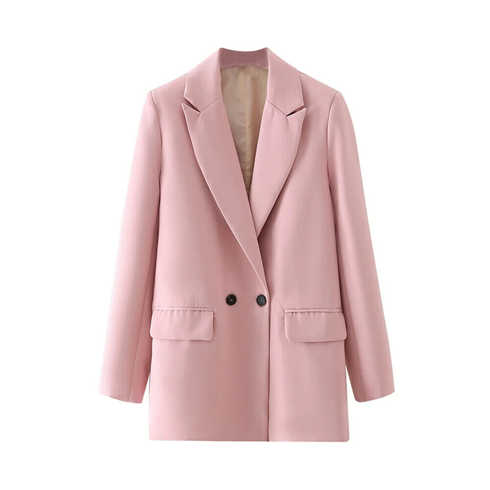 HABO Damen Blazer Zweireiher Schick Kragen Business Büro Langarm Knöpfe Mode