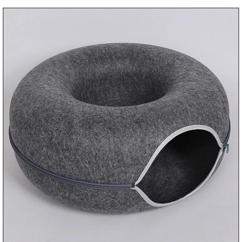 HABO Donut Katzenbett mit Interaktivem Tunnel – Haustier Spielzeug