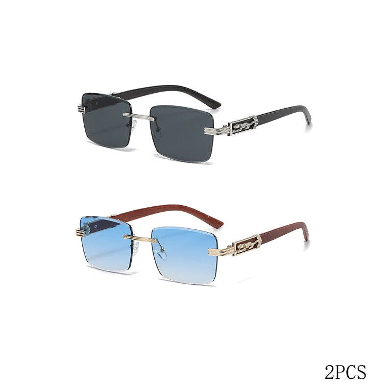 HABO Dekorative Sonnenbrille – Bunte Retro Quadratische Rahmenlose Leopardenkopf