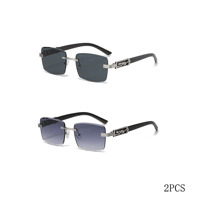 HABO Dekorative Sonnenbrille – Bunte Retro Quadratische Rahmenlose Leopardenkopf