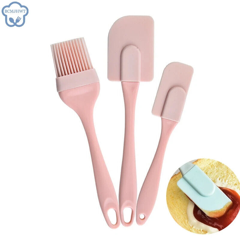 HABO Teig Schaber Pinsel Set Silikon Küche Creme Kuchen Auskratzen Rosa Blau