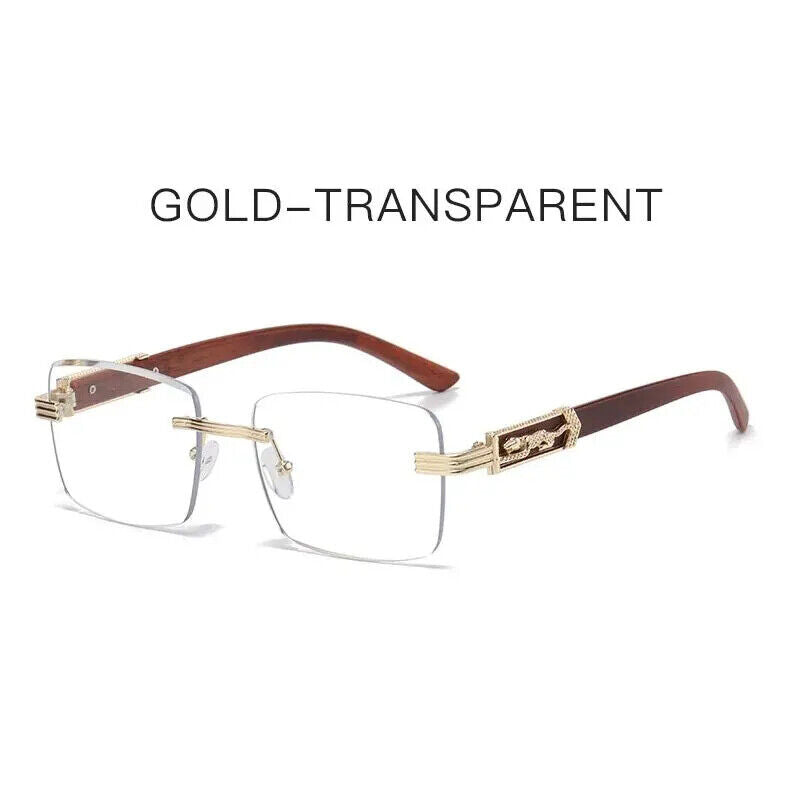HABO Dekorative Sonnenbrille – Bunte Retro Quadratische Rahmenlose Leopardenkopf
