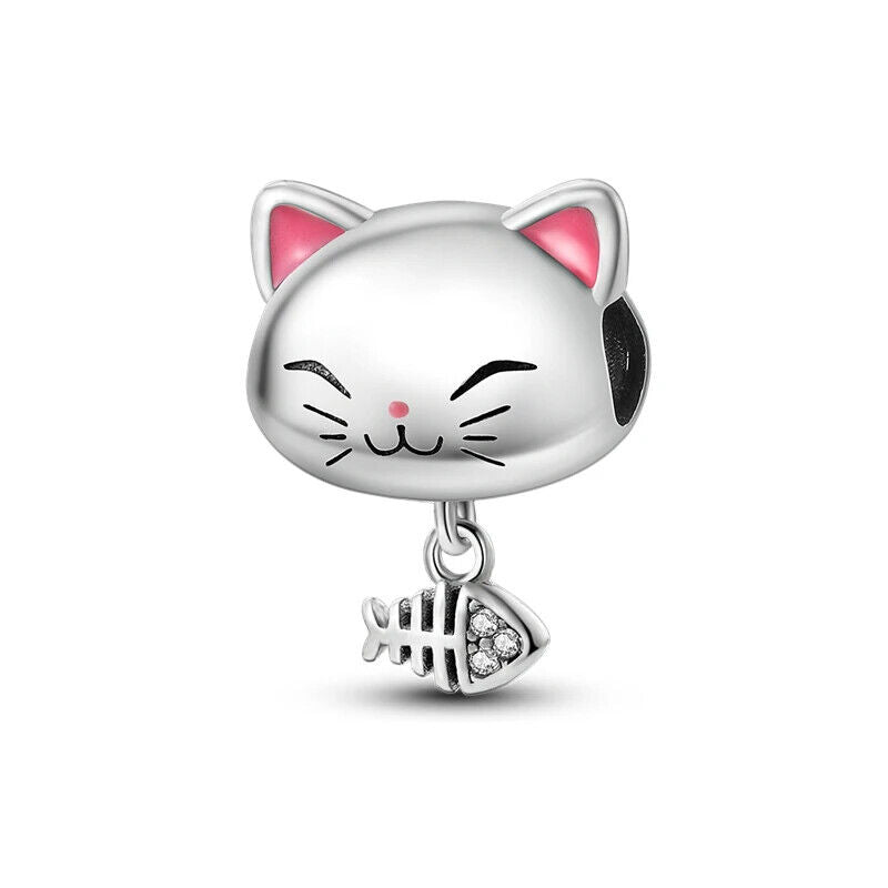 HABO TiereSerie Charms Silber – Hund, Katze Perlen für Pandora Armband Anhänger