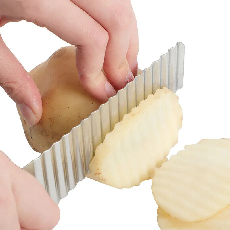 HABO Edelstahl Kartoffel Chip Slicer – Gewelltes Messer für Gemüse, Obst