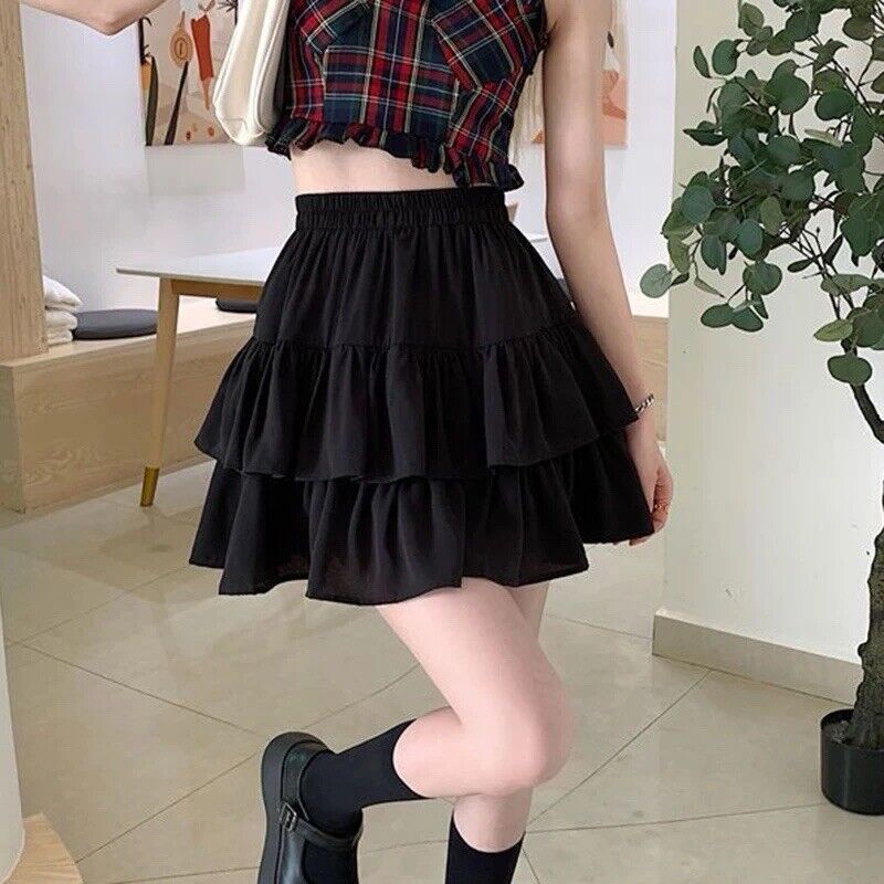HABO Taillenrock Gerafft Rüschen Weiß Skandinavisch Clean Girl Look Falten Weiß