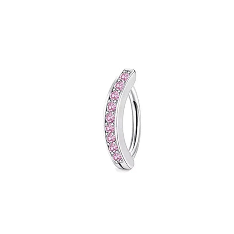 HABO Bauchnabelpiercing Rosa Damen Silber Herz Glitzer Frauen Schleife Schmuck