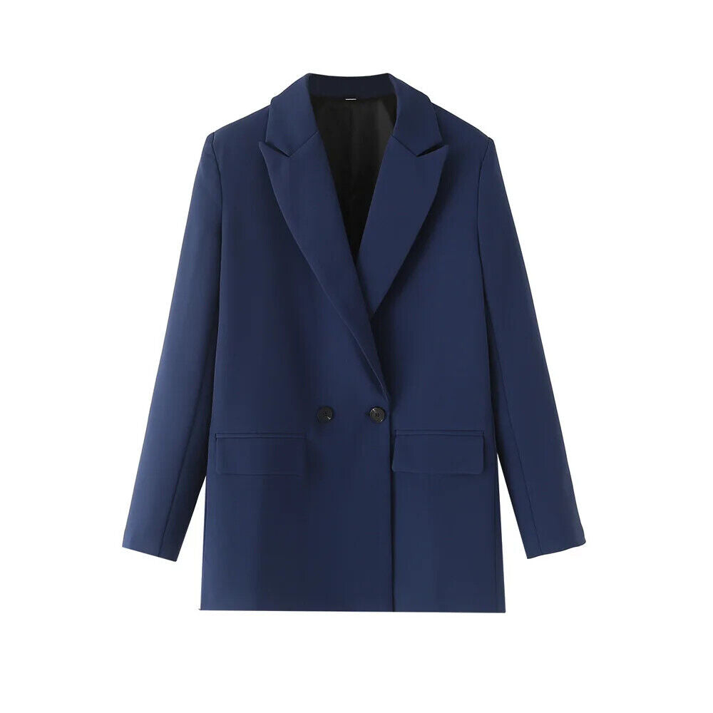 HABO Damen Blazer Zweireiher Schick Kragen Business Büro Langarm Knöpfe Mode