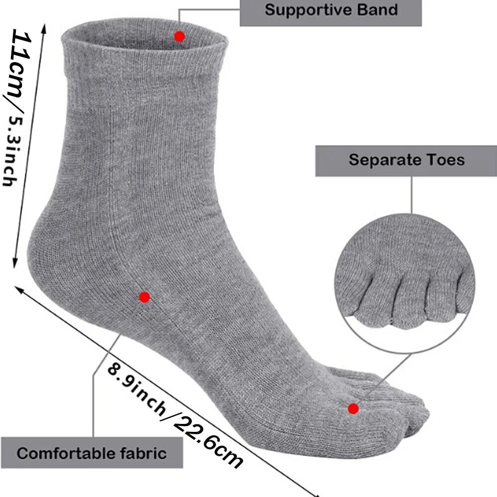 HABO Zehensocken Baumwoll Crew-Socken für Sport, Laufen, Einfarbig