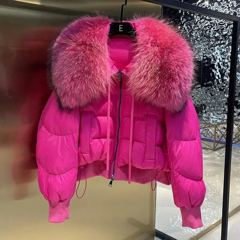 Winterjacke Polsterjacke mit Pelzkragen Parka Daunen Mantel Frauen Pufferjacke