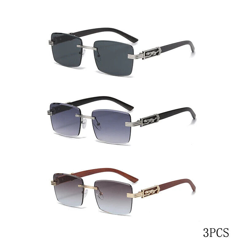 HABO Dekorative Sonnenbrille – Bunte Retro Quadratische Rahmenlose Leopardenkopf