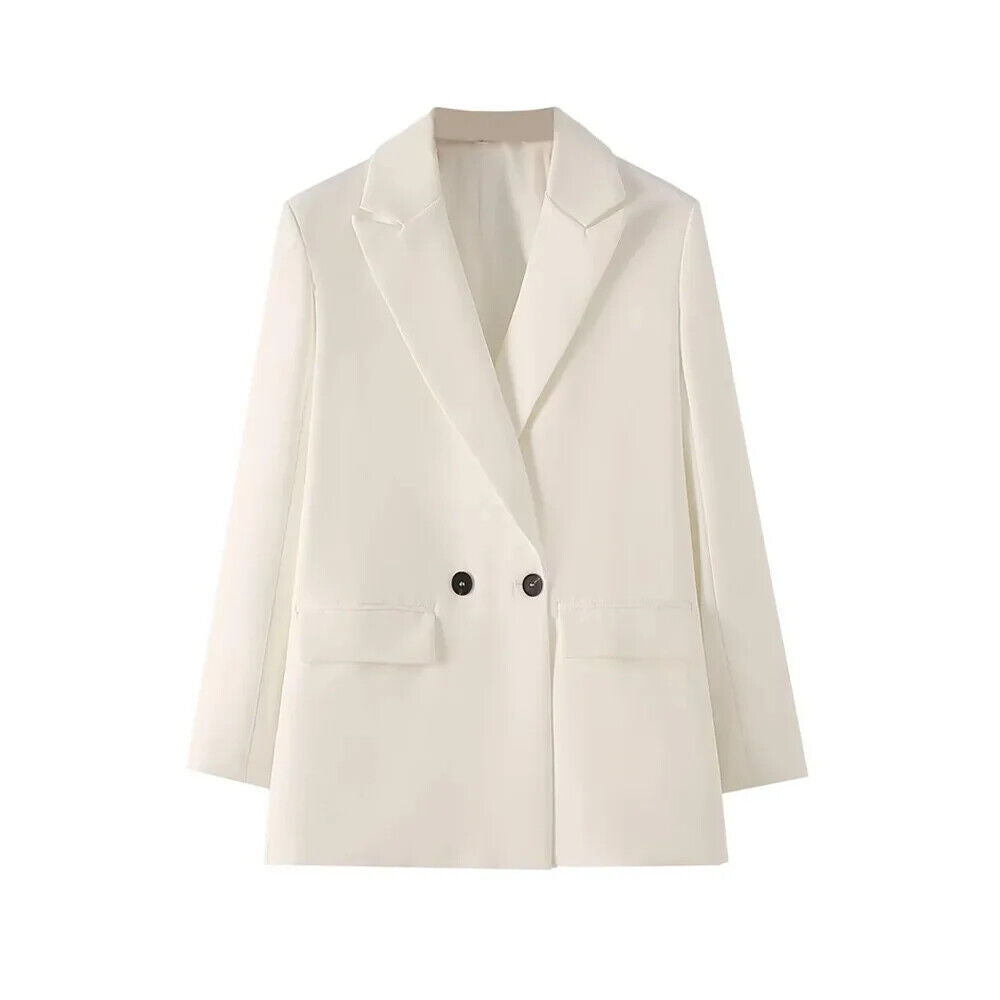 HABO Damen Blazer Zweireiher Schick Kragen Business Büro Langarm Knöpfe Mode