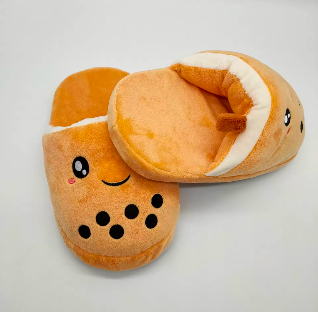 Boba Bubble Tea Hauschuhe Pantoffeln Milk Tea Schuhe Winter flauschig warm