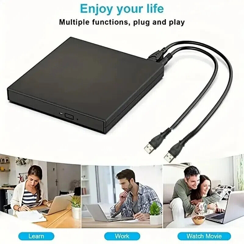 HABO Externes CD DVD Laufwerk USB 2.0 PC Laptop Schnell Schlank ROM