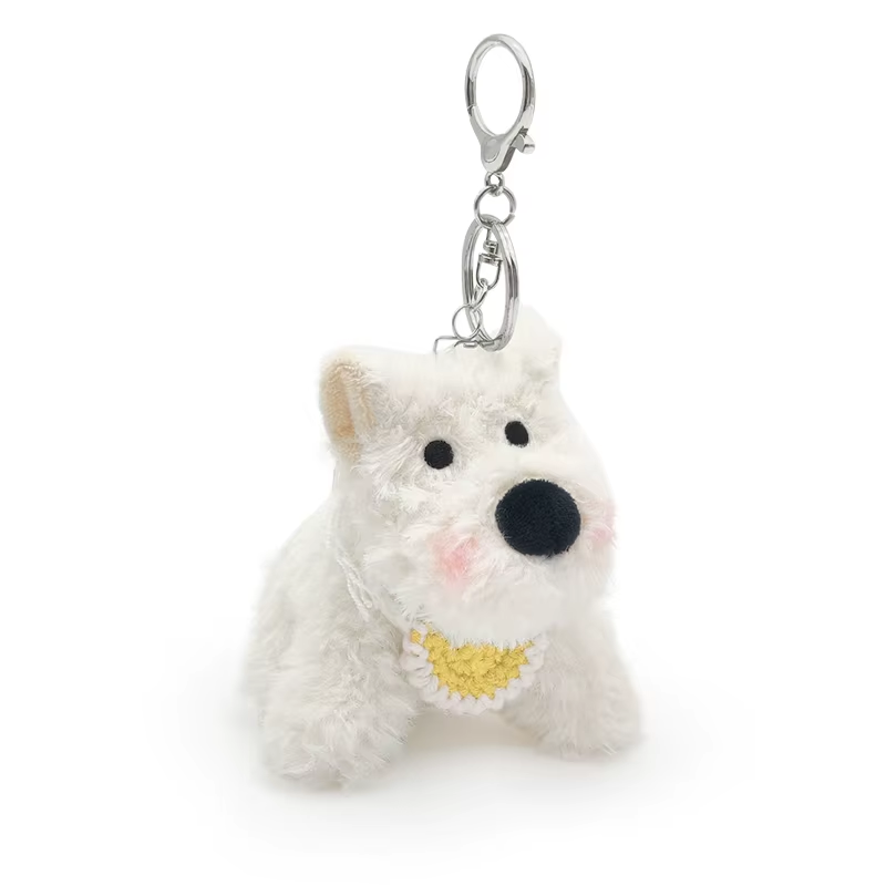 Kawaii 10 cm Plüsch Welpen Spielzeug – Niedlicher weißer Hunde-Anhänger