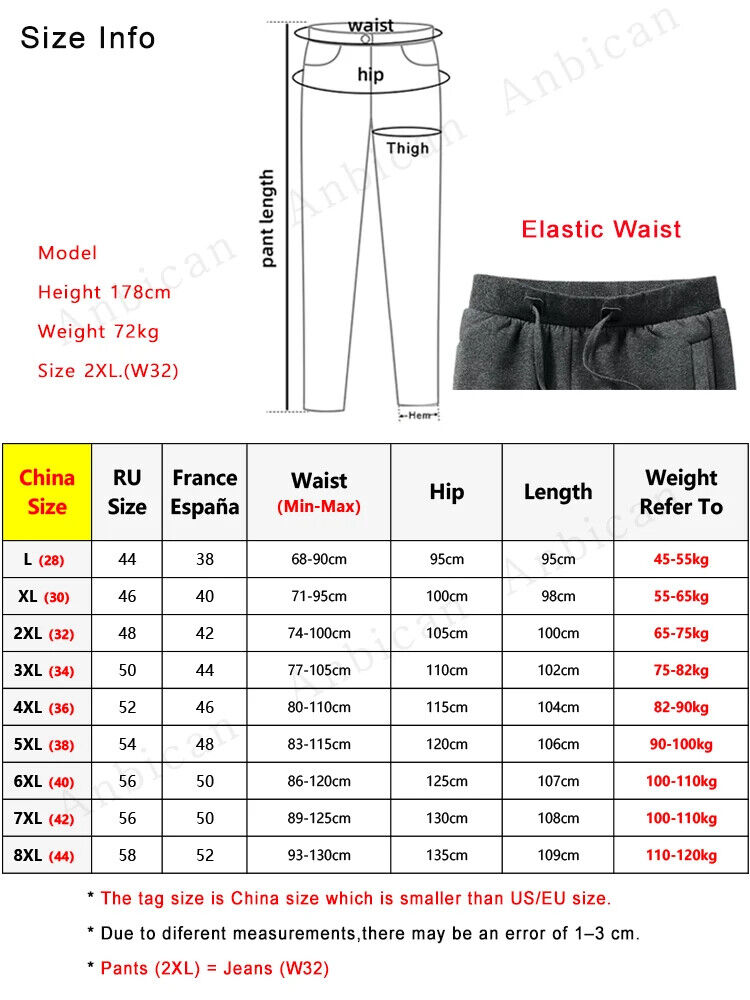 HABO Winter Herren JoggingHose Warme Sportswear Reiß Verschluss 6Xl 7Xl 8Xl