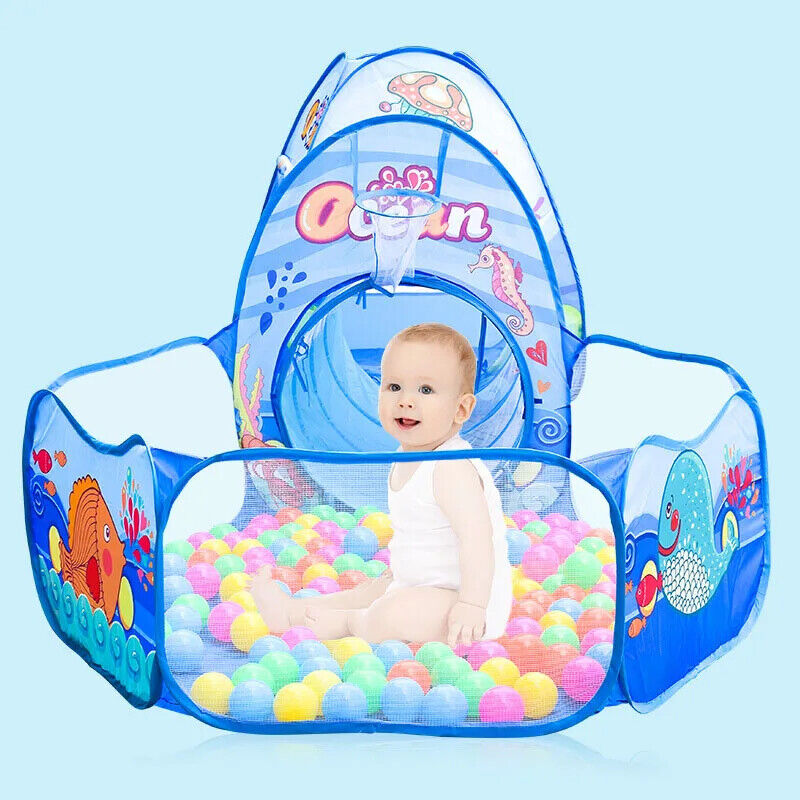 HABO Baby Ball Becken Spiele Zelt Laufstall Kinder Spieltunnel Bällebad Rosa Bla