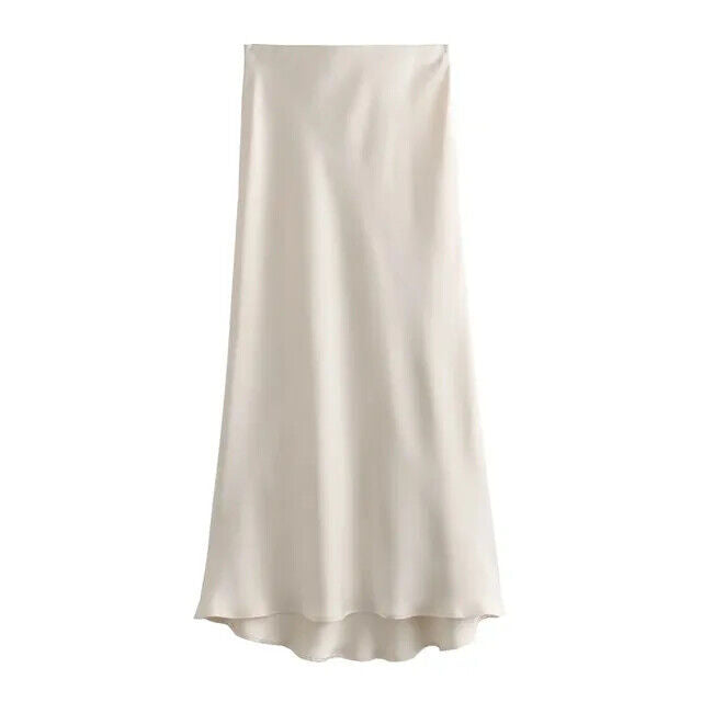 HABO Damen Rock Satin Lang Elegant Büro Frauen 4 Verschiedene Farben