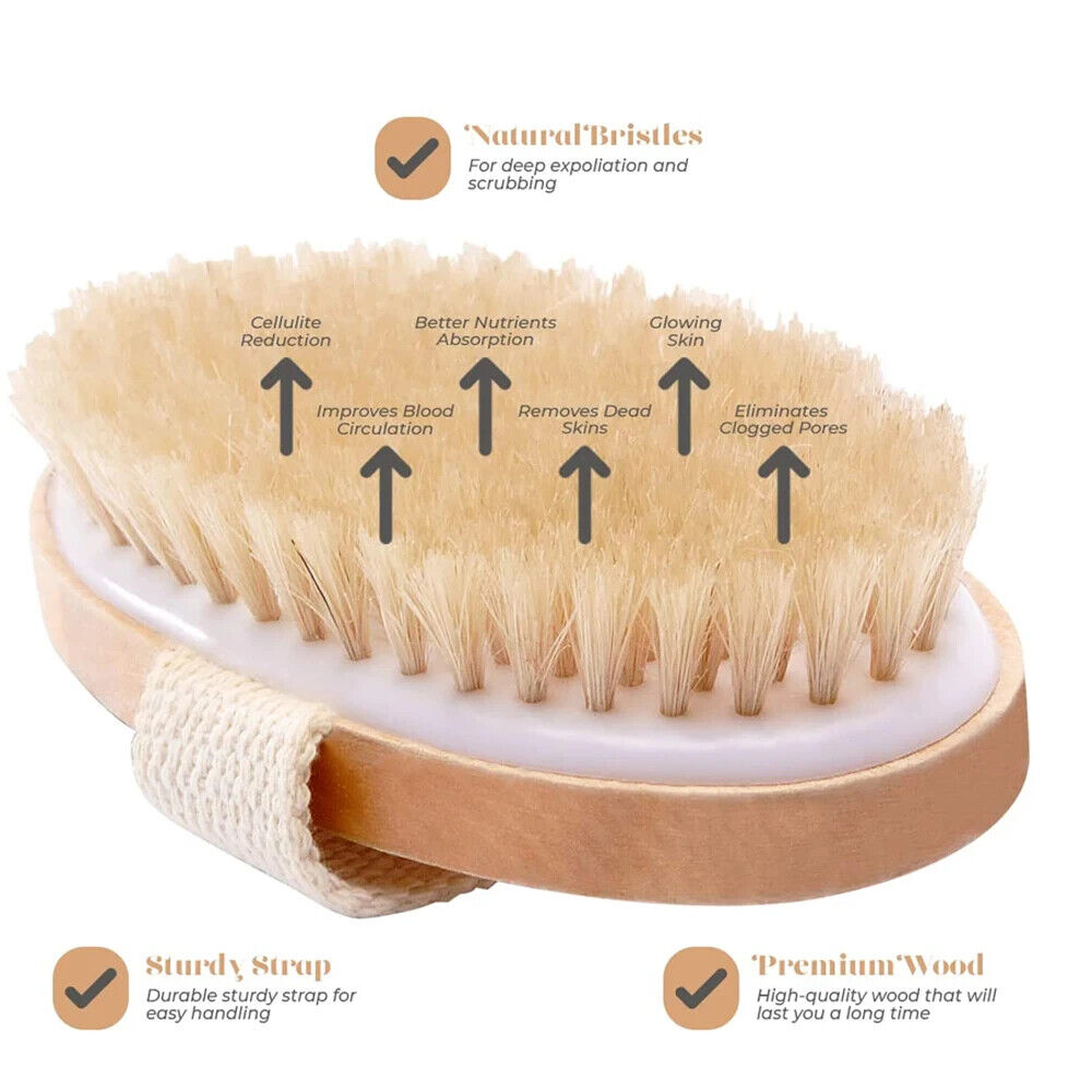 HABO Holz Körper Massage Bürste Rücken Shampoo Borsten Peeling SPA Braun