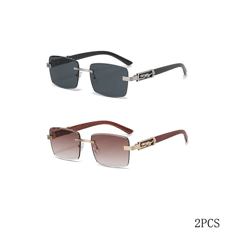 HABO Dekorative Sonnenbrille – Bunte Retro Quadratische Rahmenlose Leopardenkopf