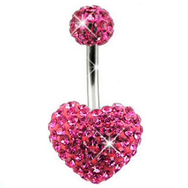 HABO Bauchnabelpiercing Rosa Damen Silber Herz Glitzer Frauen Schleife Schmuck