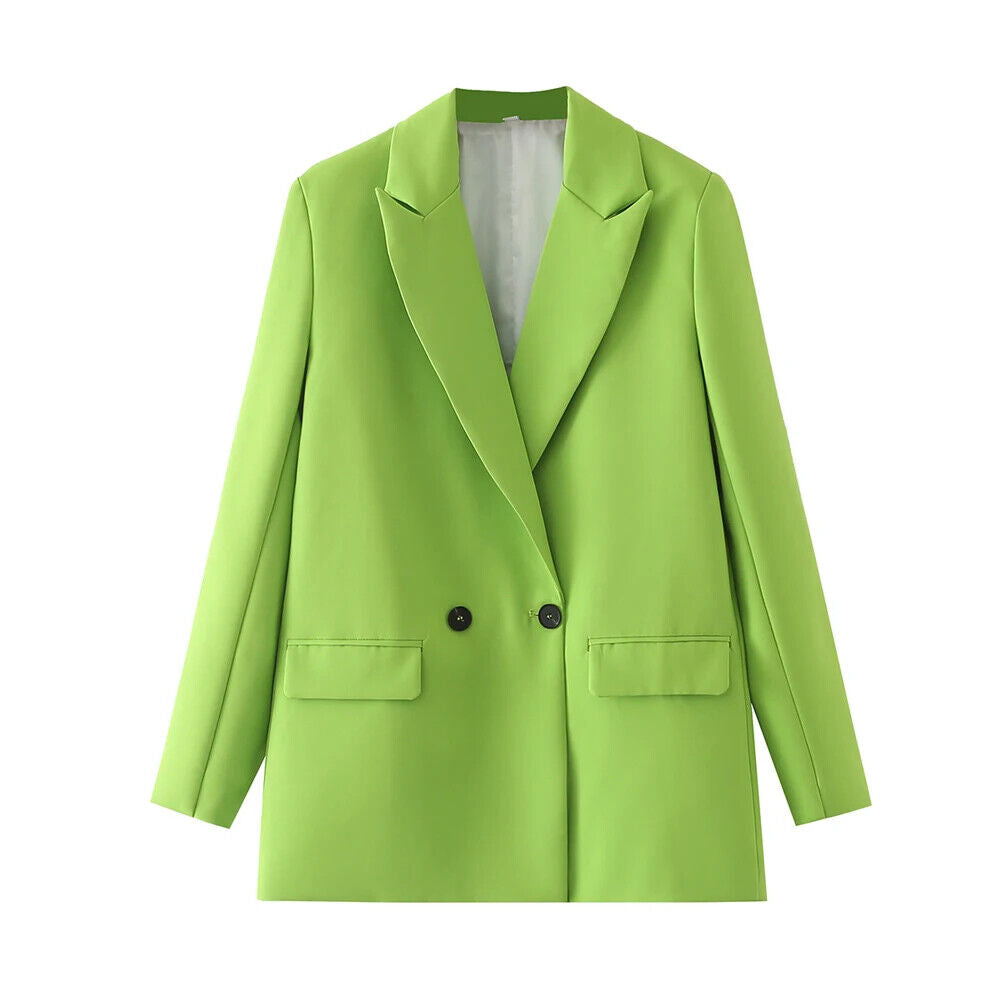 HABO Damen Blazer Zweireiher Schick Kragen Business Büro Langarm Knöpfe Mode