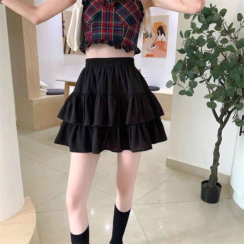 HABO Taillenrock Gerafft Rüschen Weiß Skandinavisch Clean Girl Look Falten Weiß