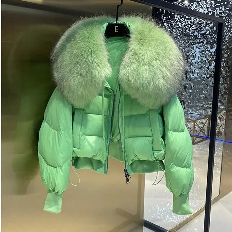 Winterjacke Polsterjacke mit Pelzkragen Parka Daunen Mantel Frauen Pufferjacke