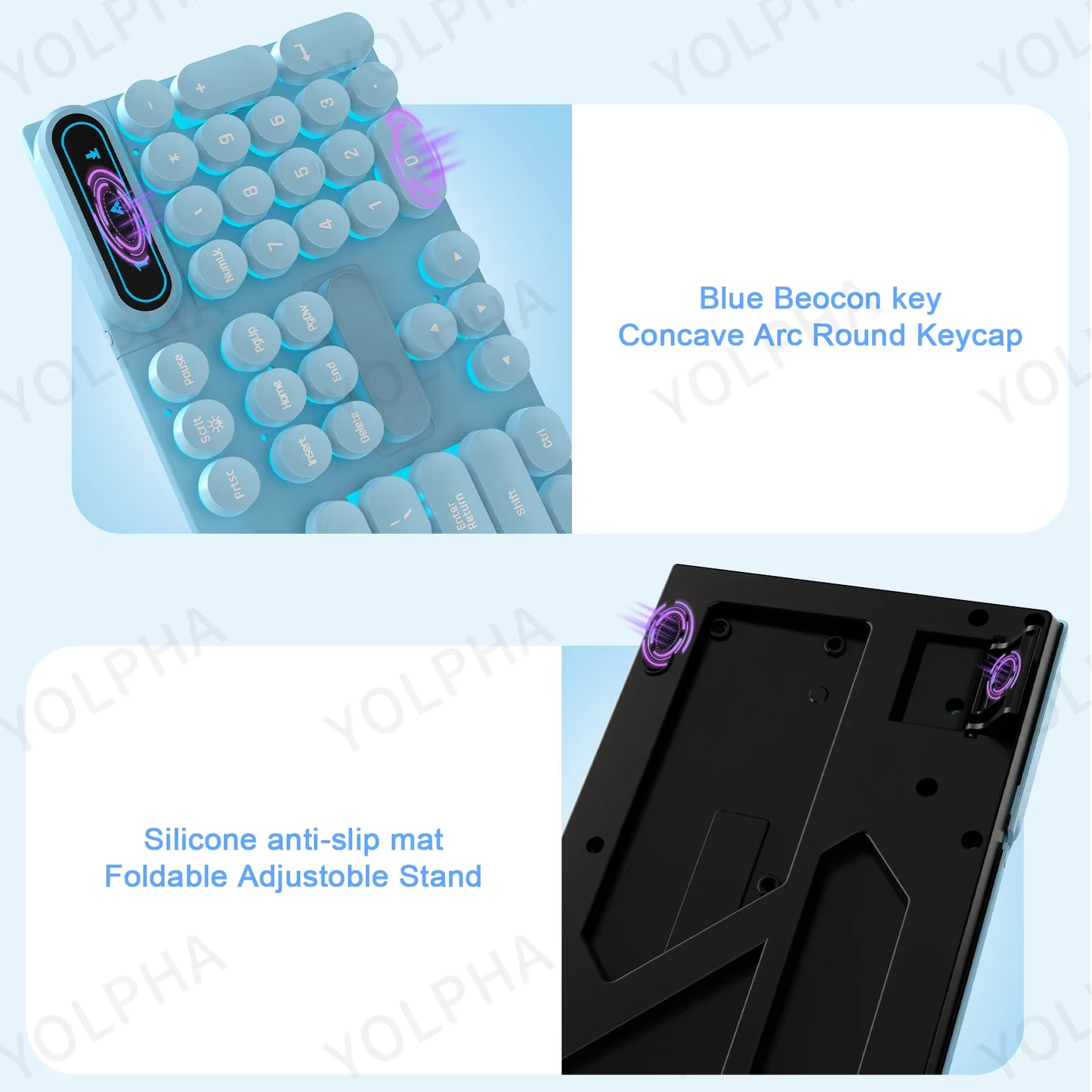 HABO Tastatur mit RGB Kabel mit Tastenblock Schwarz Blau Pink PC Laptop Büro