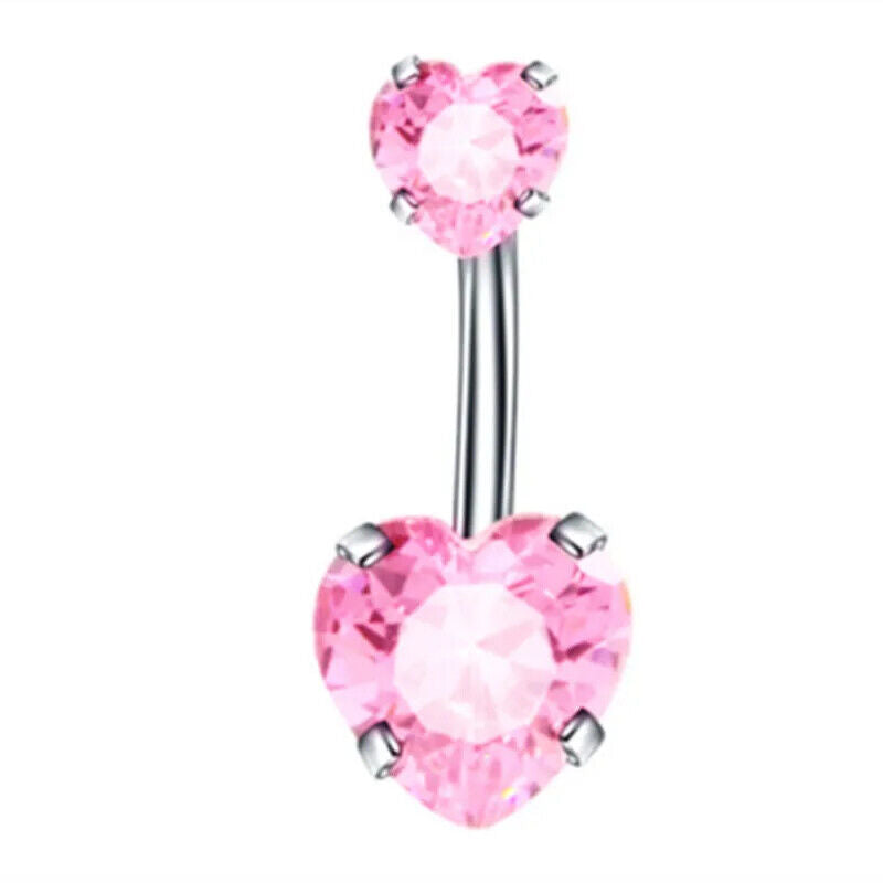 HABO Bauchnabelpiercing Rosa Damen Silber Herz Glitzer Frauen Schleife Schmuck