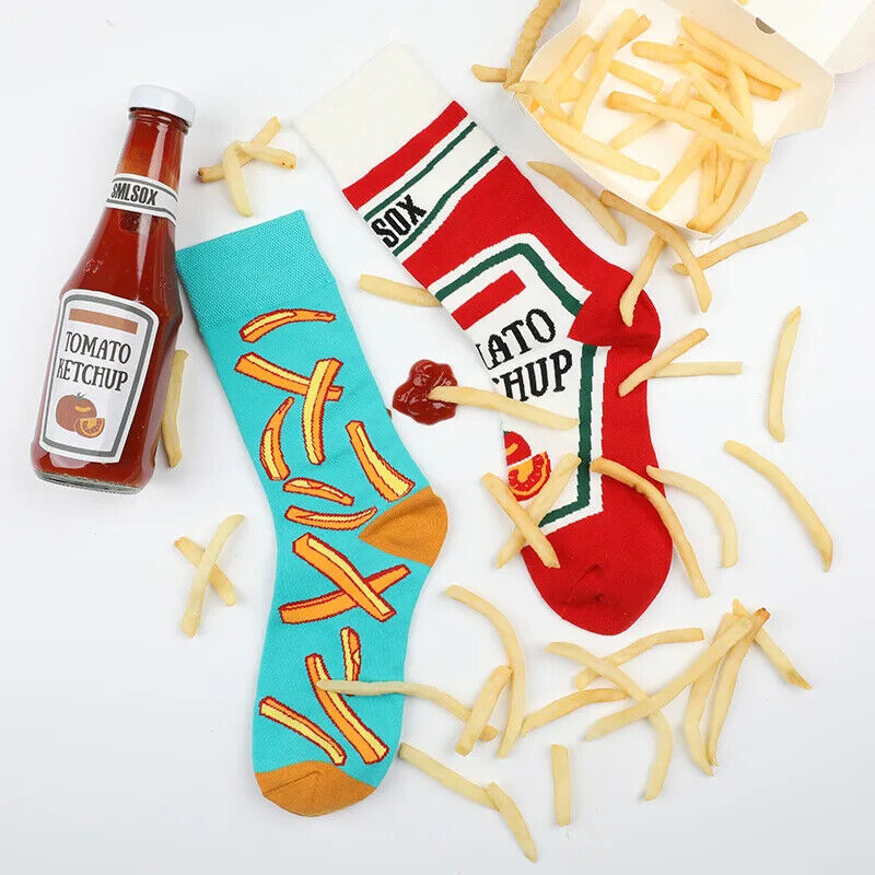 HABO 1 Paar Lustige Socken Ketchup Pommes Eis Noten Pilze Geschenk Mann Frauen