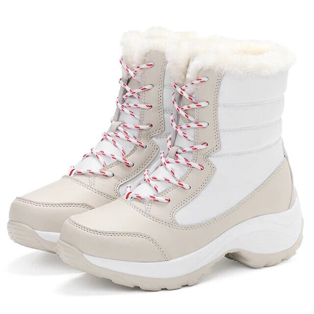 HABO Damen Winterschuhe Stiefel Warm Rutschfest Wasserdicht Kunstpelz Schwarz