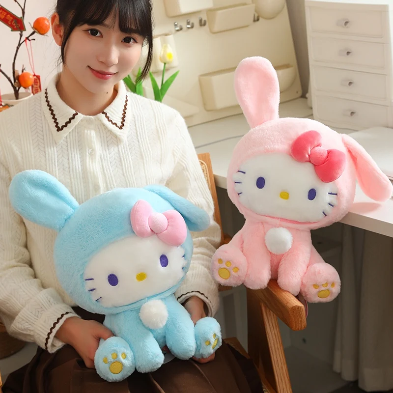 25/33Cm Niedlich Hallo Kitty Verwandeln Sich in Kaninchen Plüsch Tier Kuschelig