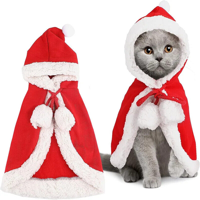 Katzen Kostüm Santa Weihnachtsmann Katze/Hund Haustier Weihnachten Cape Kostüm