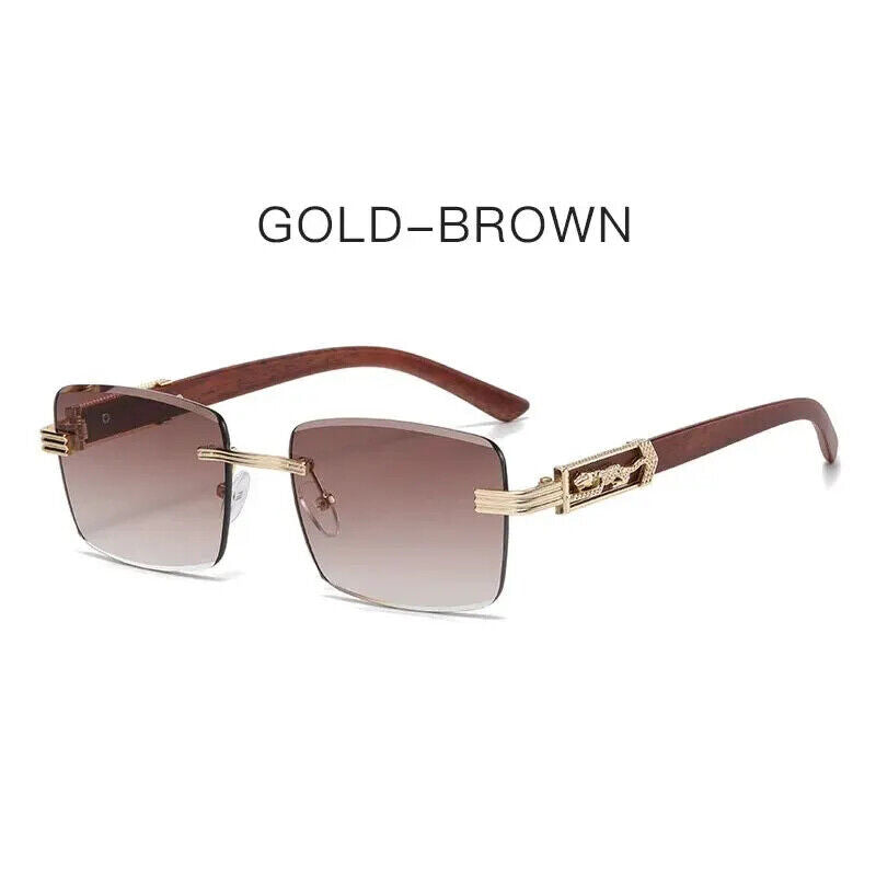 HABO Dekorative Sonnenbrille – Bunte Retro Quadratische Rahmenlose Leopardenkopf