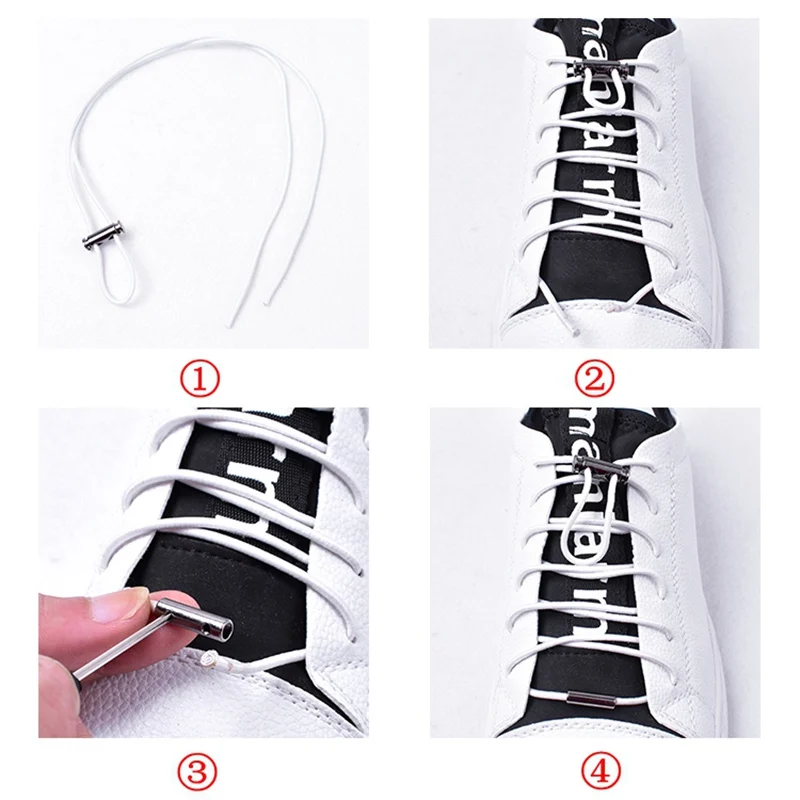 1 Paar Elastische Schnalle Schnürsenkel Kein Schnüren Schnürsenkel Metall Lock-