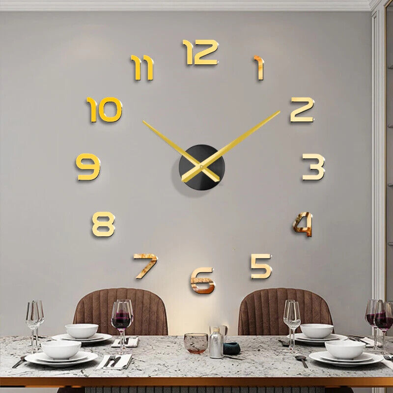 HABO Wanduhr Wohnzimmer 130cm Modern Stylish 3D Einrichtung Riesig Haus Uhr