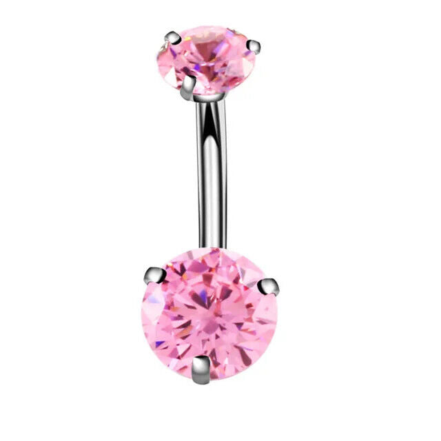 HABO Bauchnabelpiercing Rosa Damen Silber Herz Glitzer Frauen Schleife Schmuck